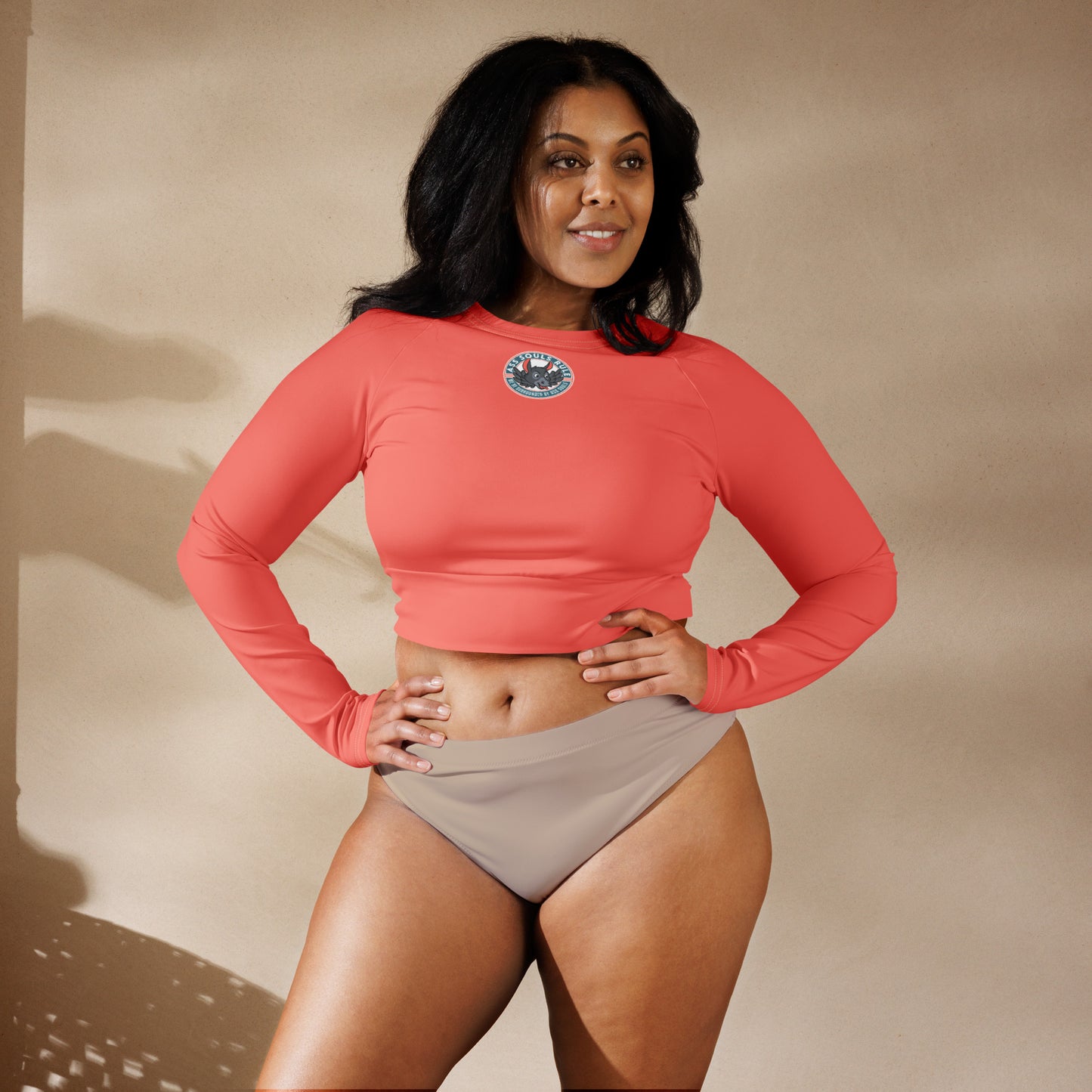 Logo of ASR recycled long-sleeve crop top - salmon