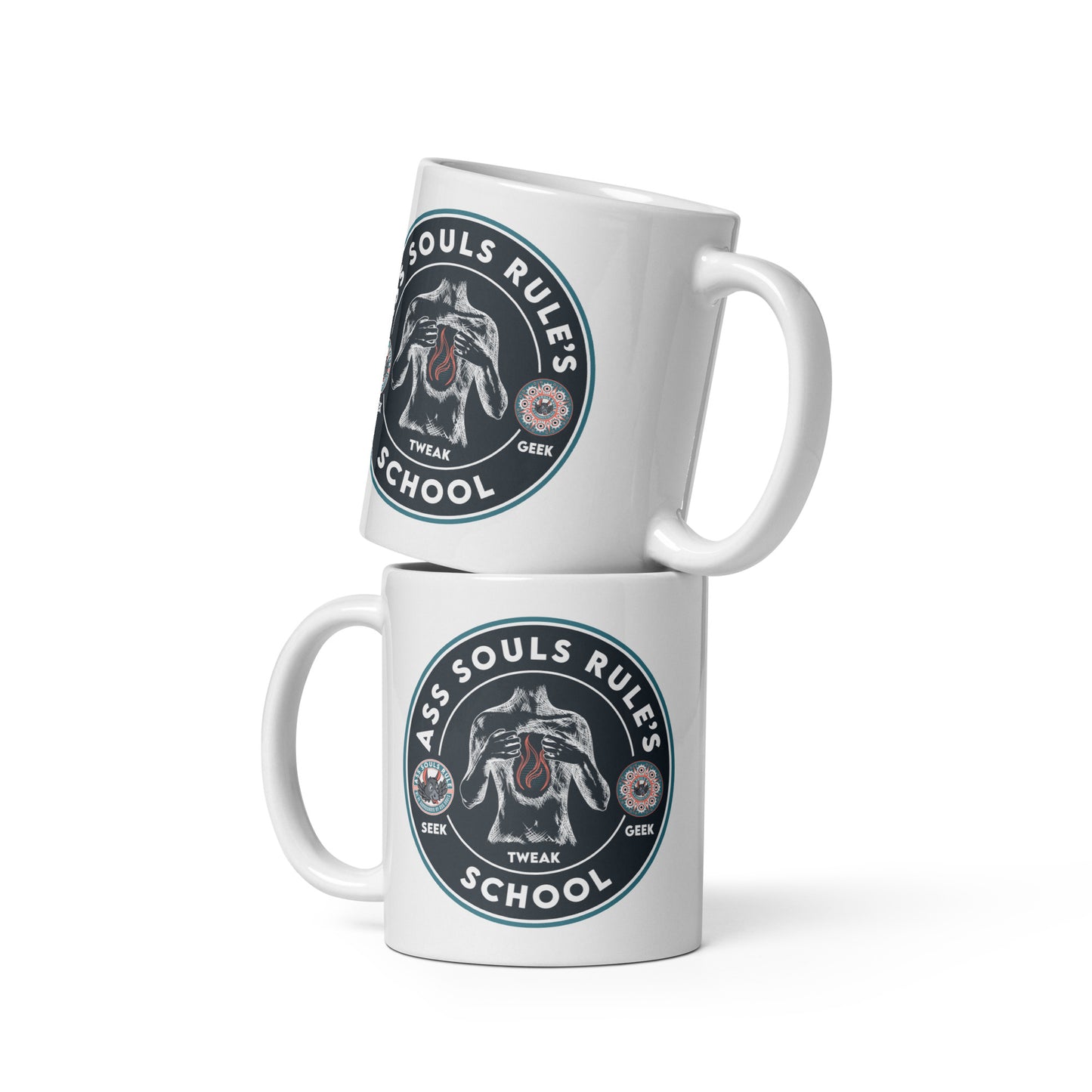 Ass Souls Rule's School white glossy mug