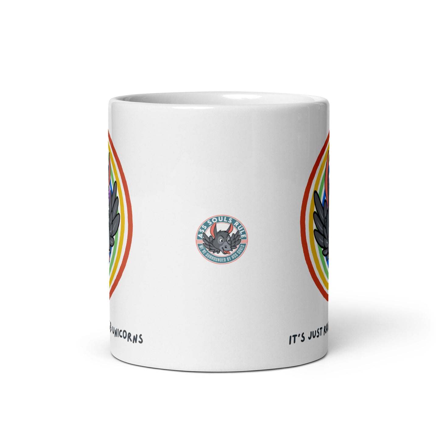 It's Just Rainbows & Unicorns white glossy mug