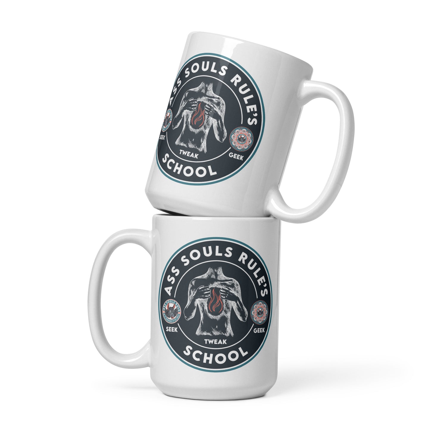Ass Souls Rule's School white glossy mug