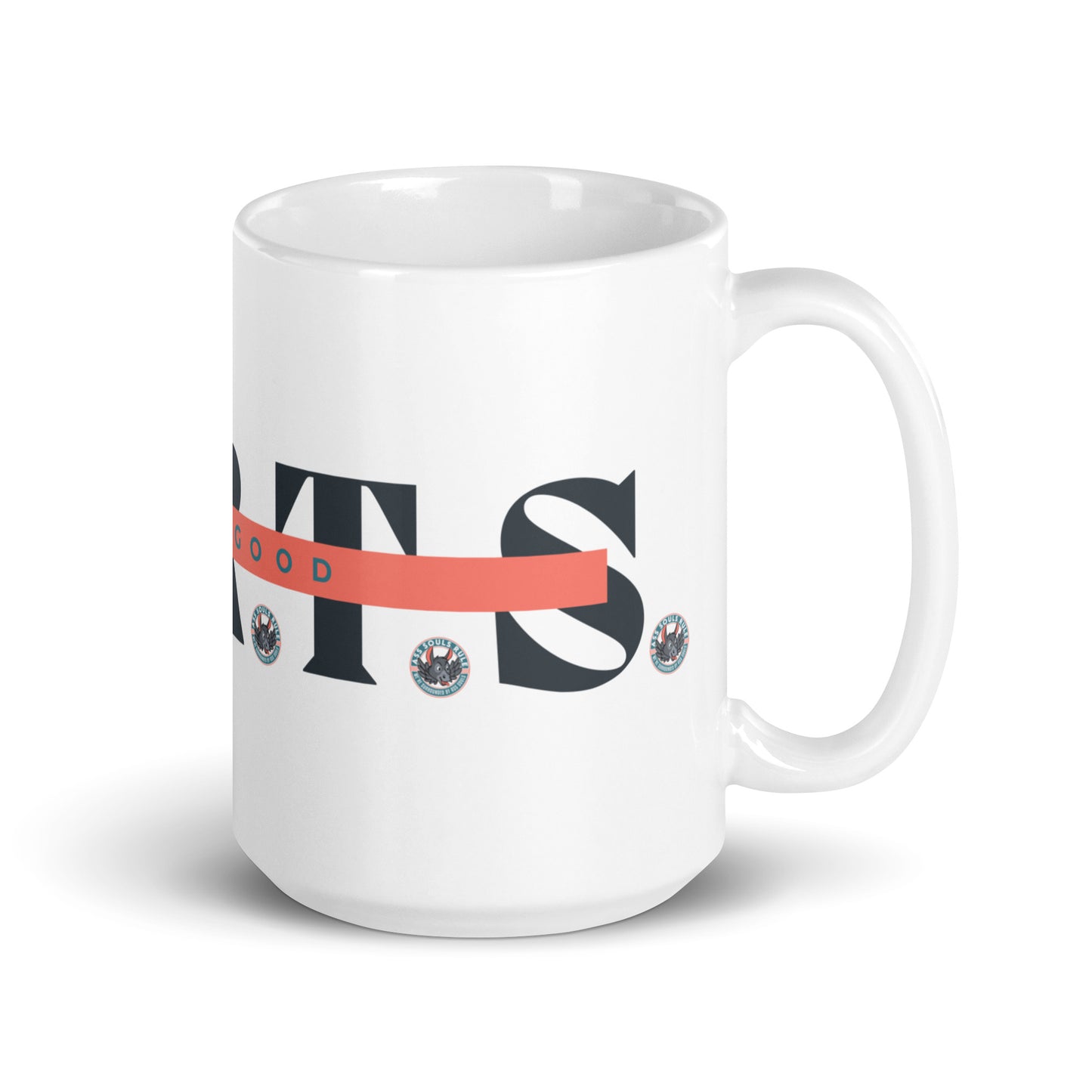 Make Good F.A.R.T.S. dark gray white glossy mug