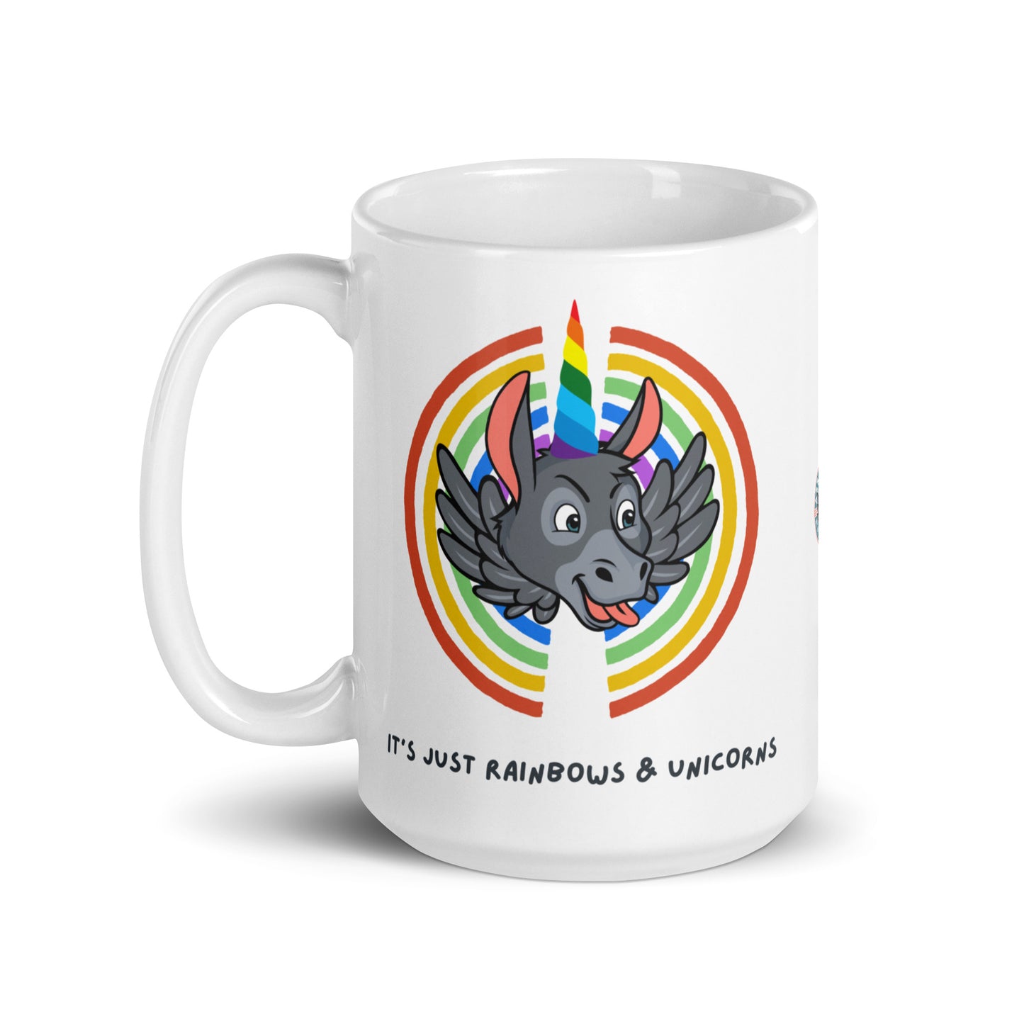It's Just Rainbows & Unicorns white glossy mug