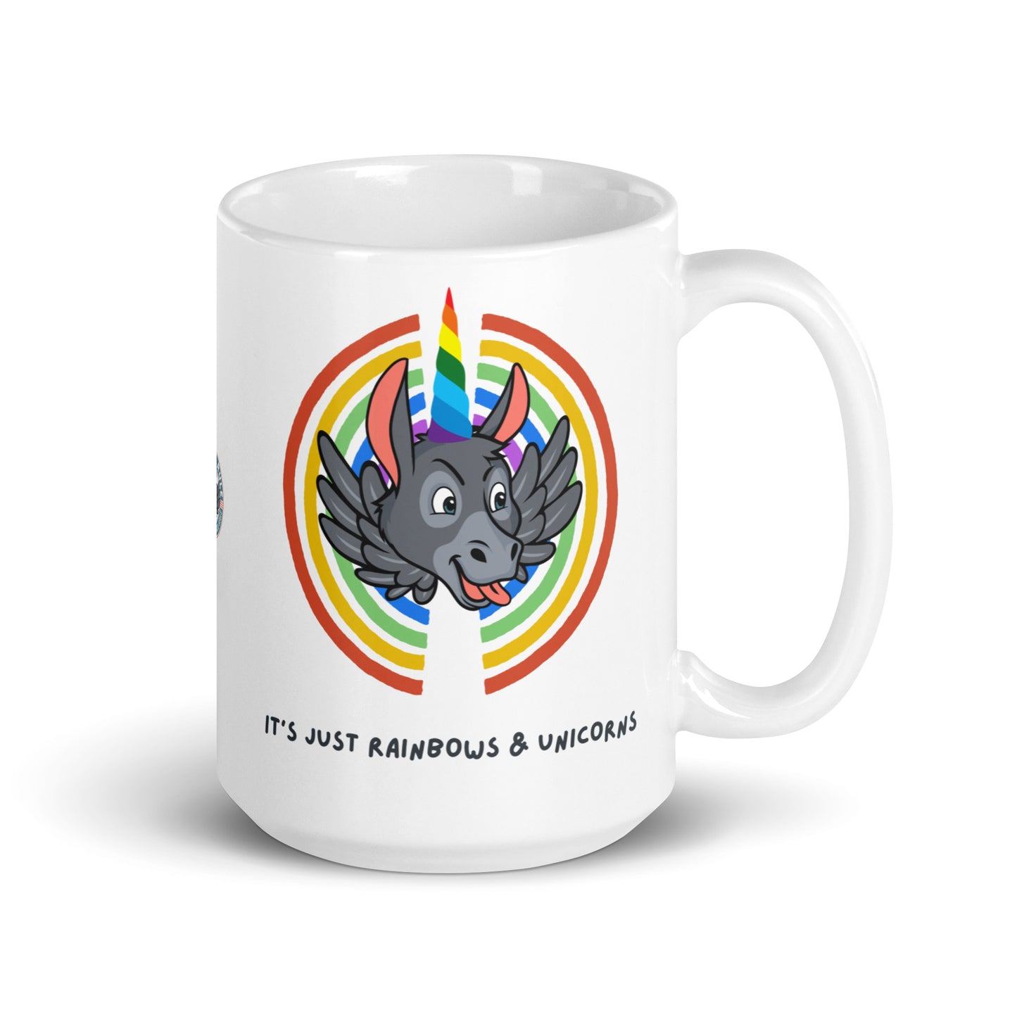 It's Just Rainbows & Unicorns white glossy mug
