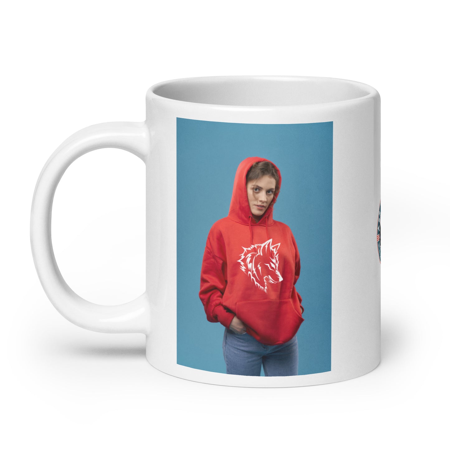 Little Red Riding Wolf white glossy mug
