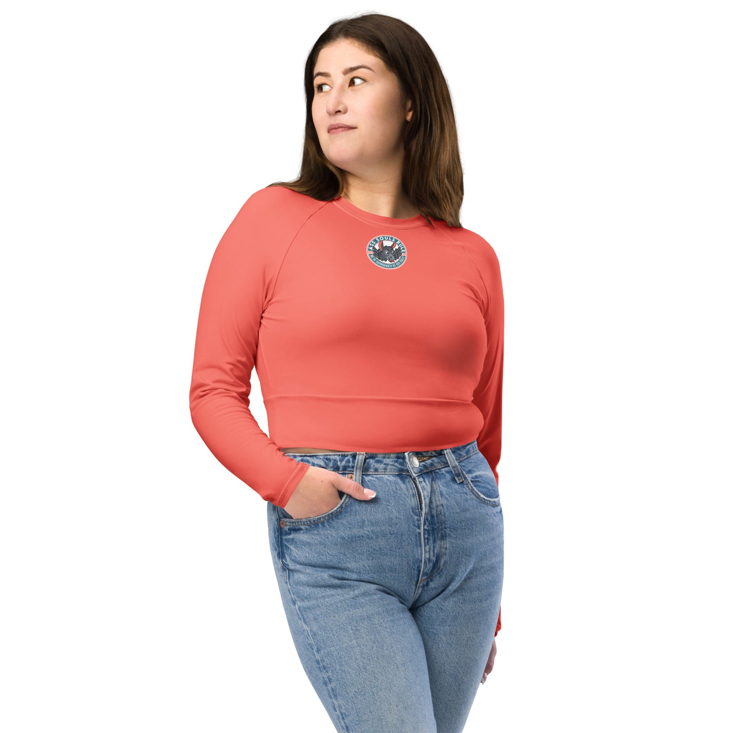 Logo of ASR recycled long-sleeve crop top - salmon