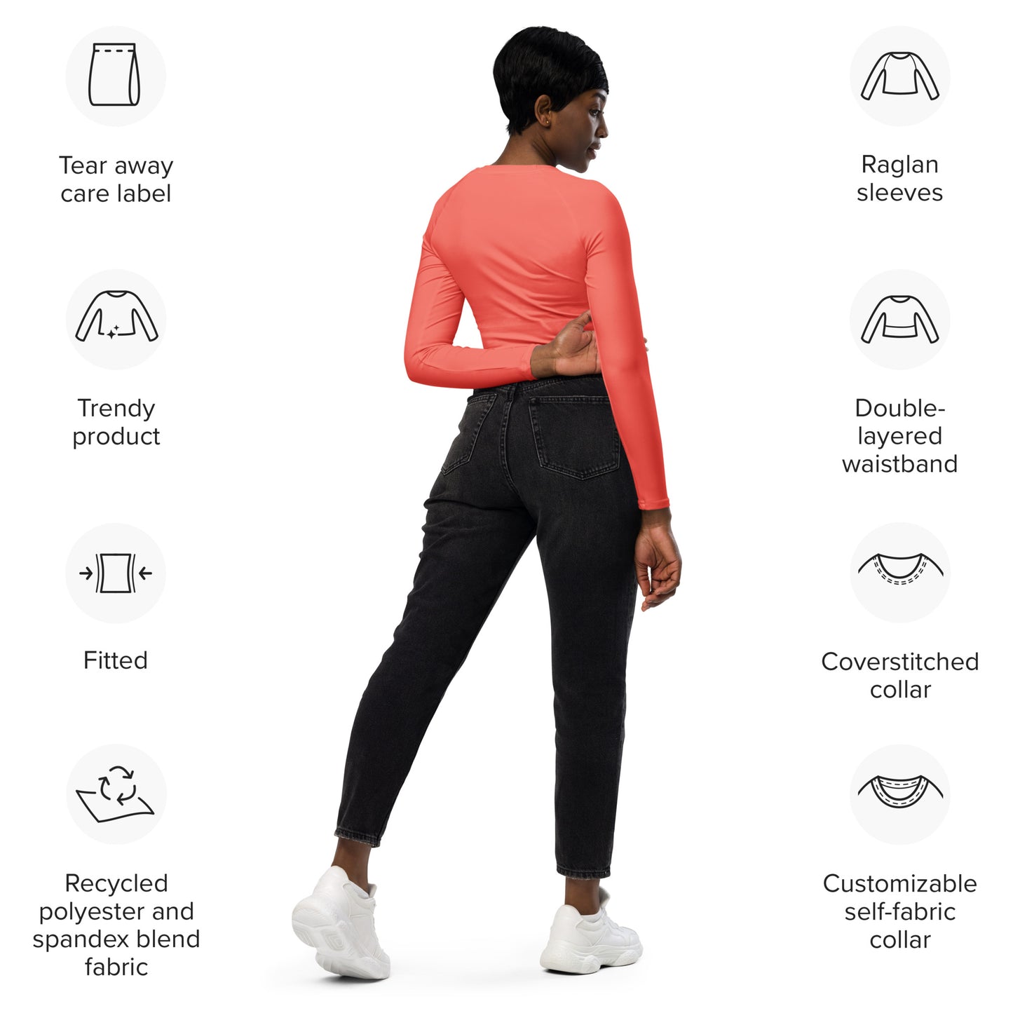 Logo of ASR recycled long-sleeve crop top - salmon
