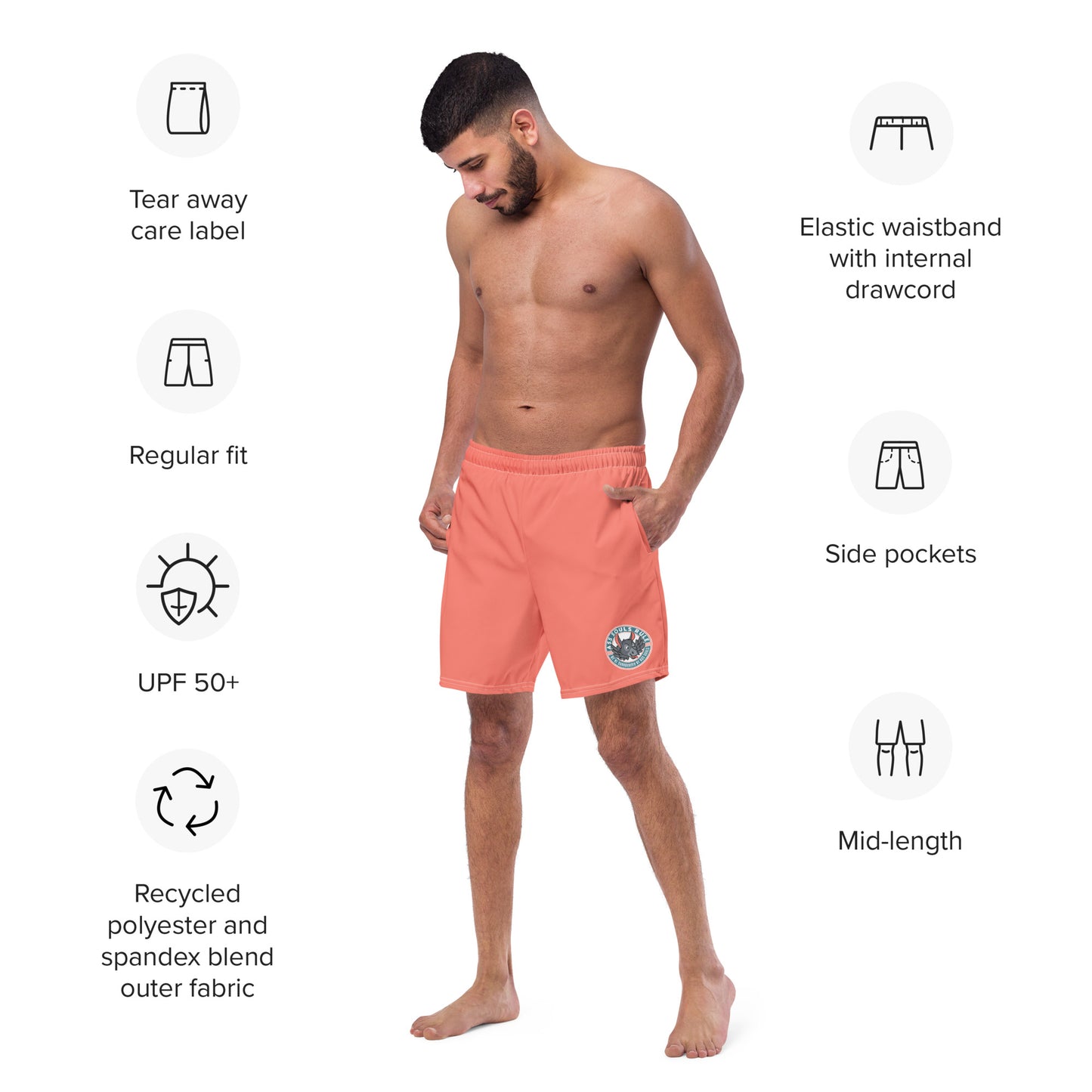 Logo of ASR men's swim trunks
